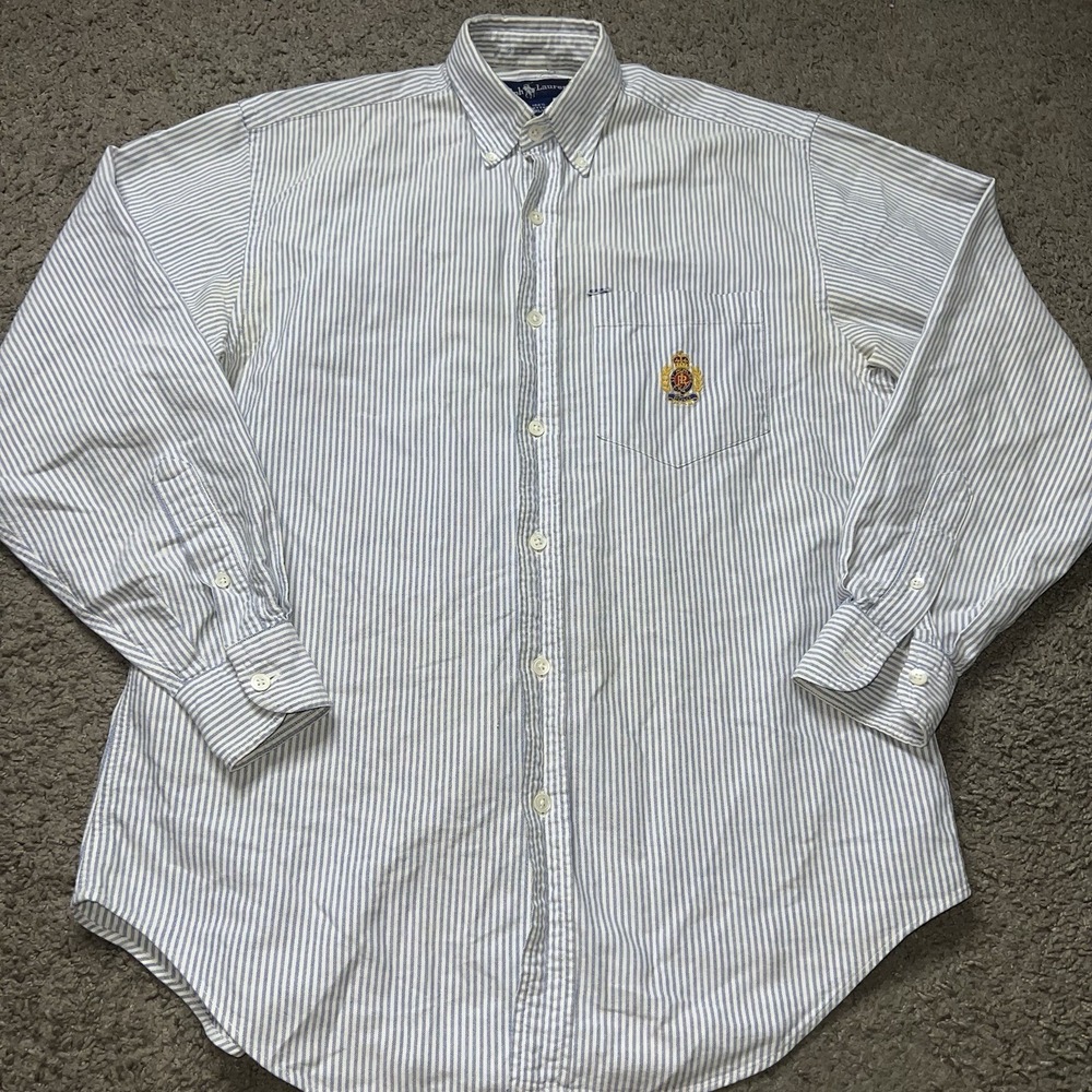 VINTAGE Ralph Lauren 381 Bleecker Oxford Shirt‎ Size 8 Striped Custom Fit Crest - Picture 3 of 7